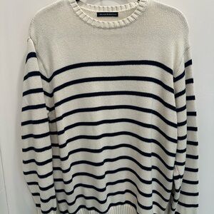 Brandy Melville Cream and Black Striped Crewneck Sweater